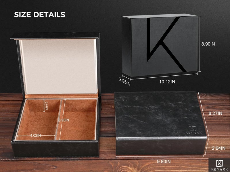 KENARK KK7 PLUS-BK Faraday Key Fob Protector Box with 2 Slots, RFID Signal Blocking Shielding Box for Car Keys, Anti-Theft Vintage Faraday Cage with High-Grade Protein Leather, Black - Size: XL - Image 5