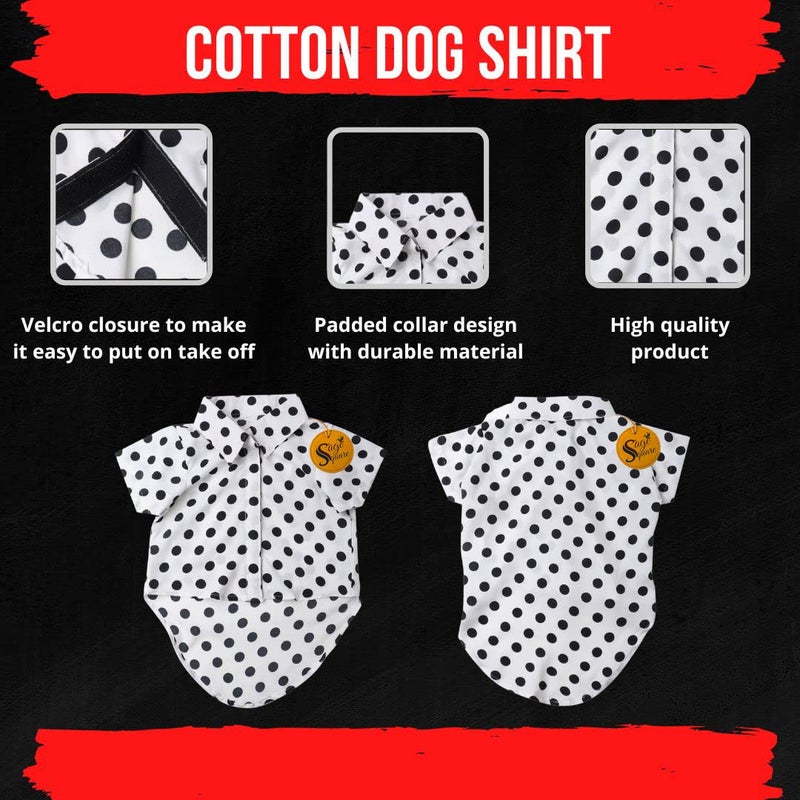 Sage Square Funky Soft Material Dog Shirt | Cool/Funky Print Pet | Soft Light Weight | Comfortable & Breathable Dog Clothing | Trendy Vest Outfit (XXLarge - 28 Inches, Polka White) - Image 5