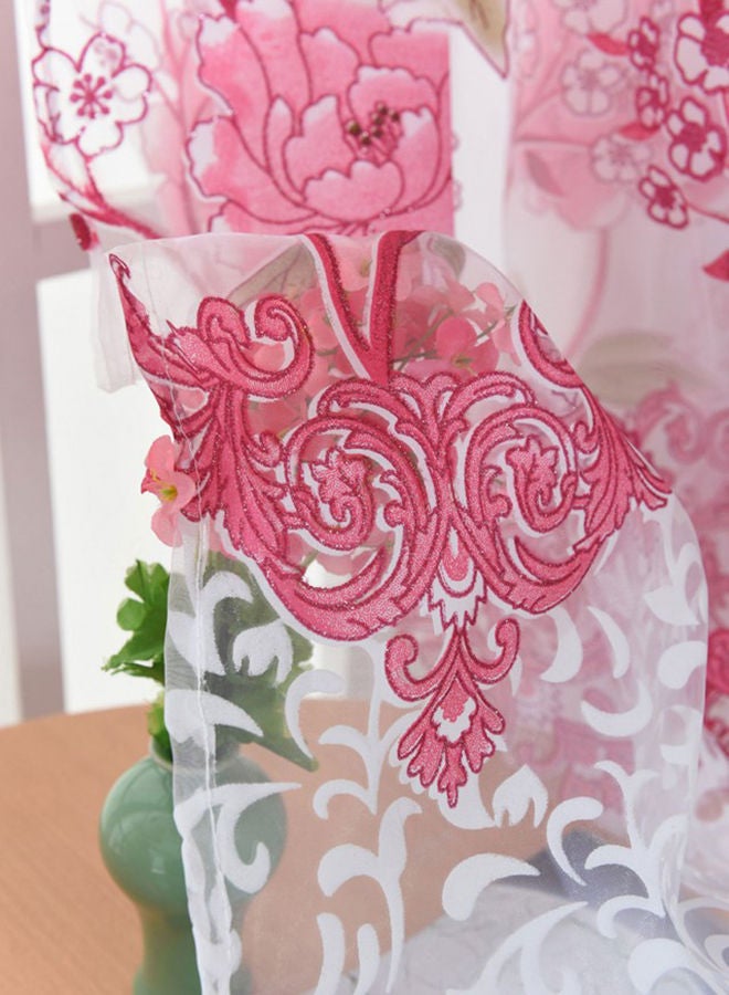 إسكدنيا ستارة شفافة مزينة بنقشة ورود وردي 100 x 200Ø³Ù†ØªÙŠÙ…ØªØ± - Image 3