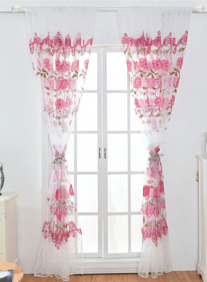 إسكدنيا ستارة شفافة مزينة بنقشة ورود وردي 100 x 200Ø³Ù†ØªÙŠÙ…ØªØ± - Image 2