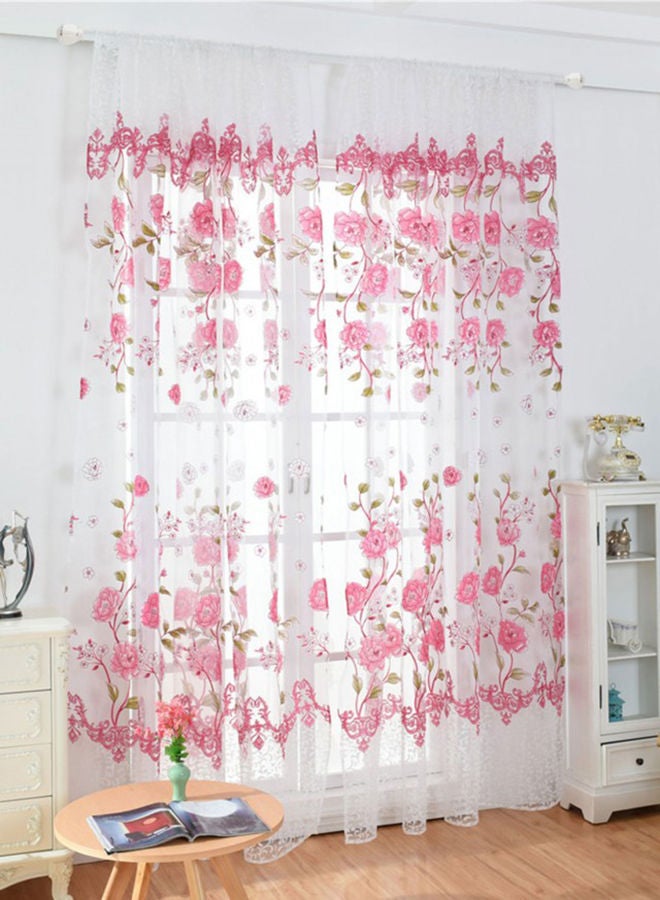 إسكدنيا ستارة شفافة مزينة بنقشة ورود وردي 100 x 200Ø³Ù†ØªÙŠÙ…ØªØ± - Image 1