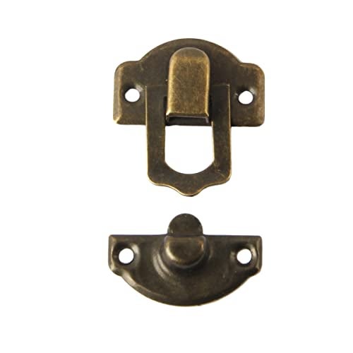 JFFX Antique Bronze Hasp Latch and Hinges Set, Retro Vintage Style Hinges and Hasp Lock with Matching Screwing for DIY Crafts Wooden Jewelry Box - Image 5