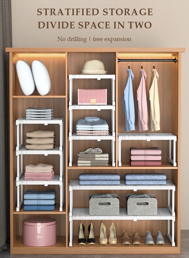 DUNISO رف مطبخ متعدد الوظائف قابل للتوسيع، رف خزانة متحرك، رف تخزين توابل، مناسب للمطبخ، غرفة المعيشة، الحمام، قابل للتوسيع من 27 سم إلى 38 سم، أبيض - Image 3