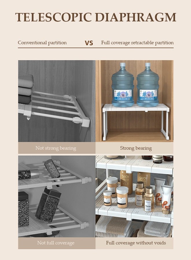 DUNISO رف مطبخ متعدد الوظائف قابل للتوسيع، رف خزانة متحرك، رف تخزين توابل، مناسب للمطبخ، غرفة المعيشة، الحمام، قابل للتوسيع من 27 سم إلى 38 سم، أبيض - Image 4