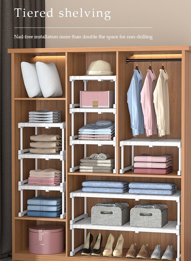 DUNISO رف مطبخ متعدد الوظائف قابل للتوسيع، رف خزانة متحرك، رف تخزين توابل، مناسب للمطبخ، غرفة المعيشة، الحمام، قابل للتوسيع من 27 سم إلى 38 سم، أبيض - Image 5