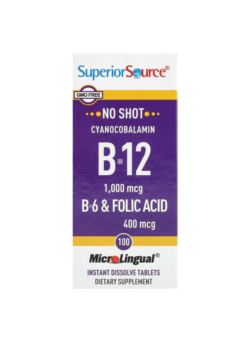 Cyanocobalamin B-12, B-6 & Folic Acid, 100 MicroLingual Instant Dissolve Tablets