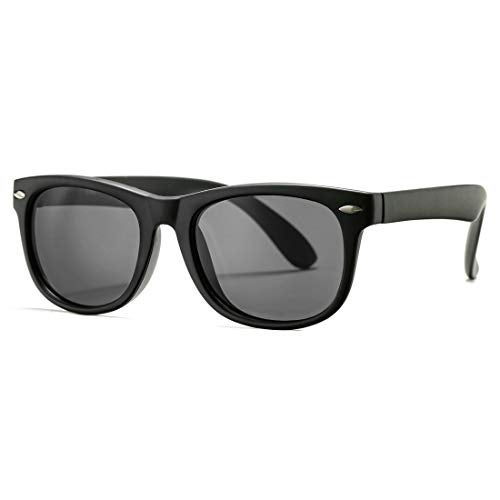 COASION Kids Polarized Sunglasses TPEE Rubber Flexible Shades for Girls Boys Age 3-9 (Matte Black Frame/Grey Lens) - Image 1