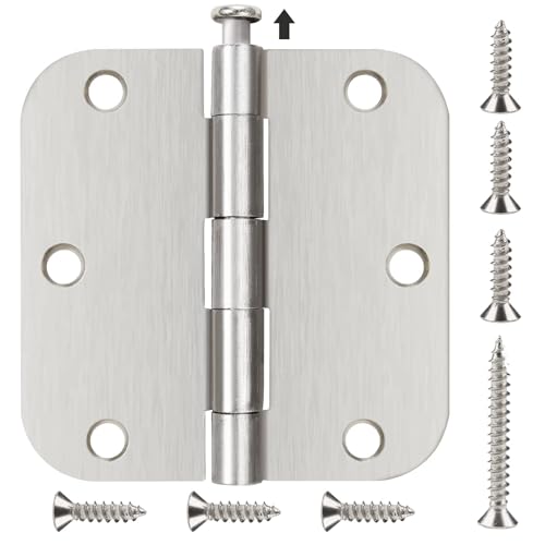 TDCHINGES 42 Pack 3 1/2 Inch Door Hinges Brushed Nickel 3.5" Interior Rounded 5/8" Radius Iron Bifold Silver Residential 3 ½"Satin Nickels Hinge for Doors Hardware Kit Office Bedroom Study Living Room Decor - Image 1