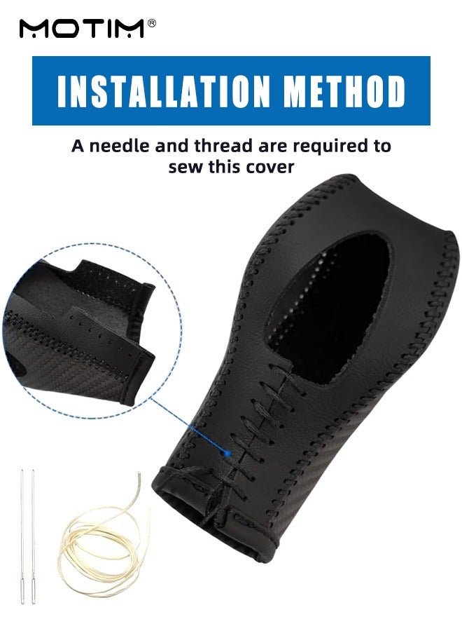 Motim Car Gear Shift Cover for Fusion/Escape/Focus/Fiesta, Carbon Fibre Style, Genuine Leather Gear hoodie, Auto Gear Stick Cover for EcoSport/Transit/C-Max Accessories, Car Interior Accessories - Image 5