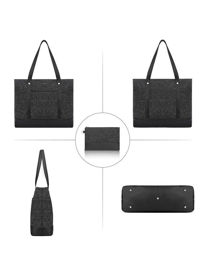 Bosidu Laptop Tote Bag for Women, Water Resistant Canvas Womens Work Tote Bag, Large Capacity Shoulder Bag Fits 15.6 inches Laptop, Dark Grey, Large, - Image 5