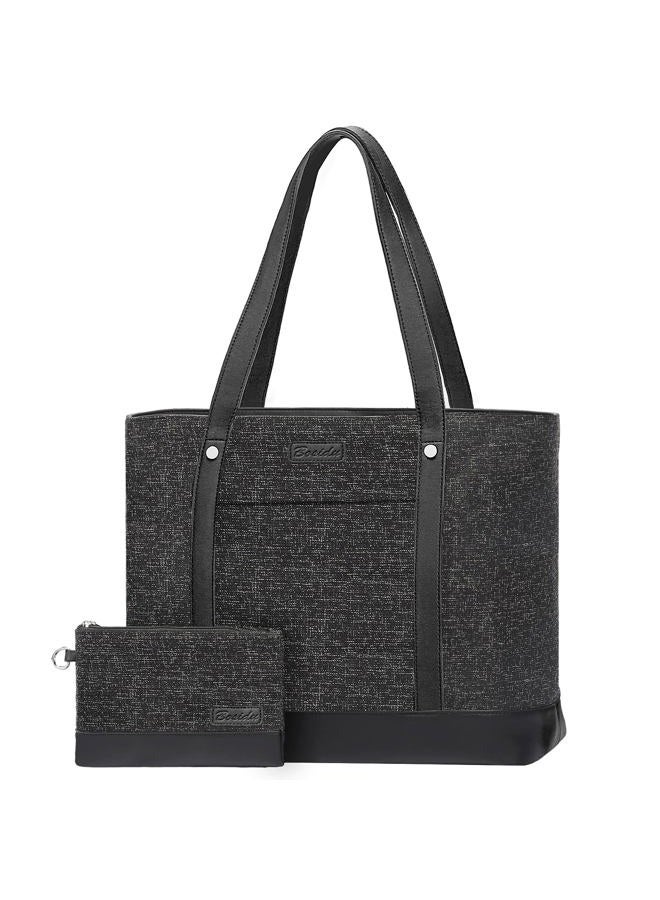 Bosidu Laptop Tote Bag for Women, Water Resistant Canvas Womens Work Tote Bag, Large Capacity Shoulder Bag Fits 15.6 inches Laptop, Dark Grey, Large, - Image 1