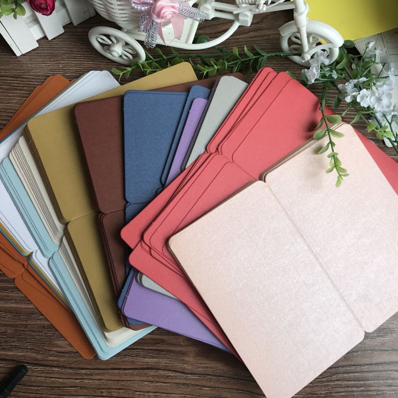 Fillet Diy Folding Greeting Card Template Blank Folding Card Hand-Painted Graffiti Cowhide White Card A Variety Of Options - Image 2