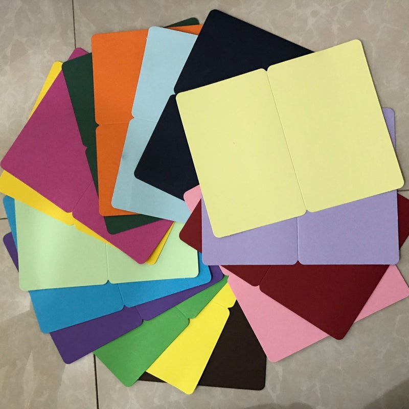 Fillet Diy Folding Greeting Card Template Blank Folding Card Hand-Painted Graffiti Cowhide White Card A Variety Of Options - Image 3