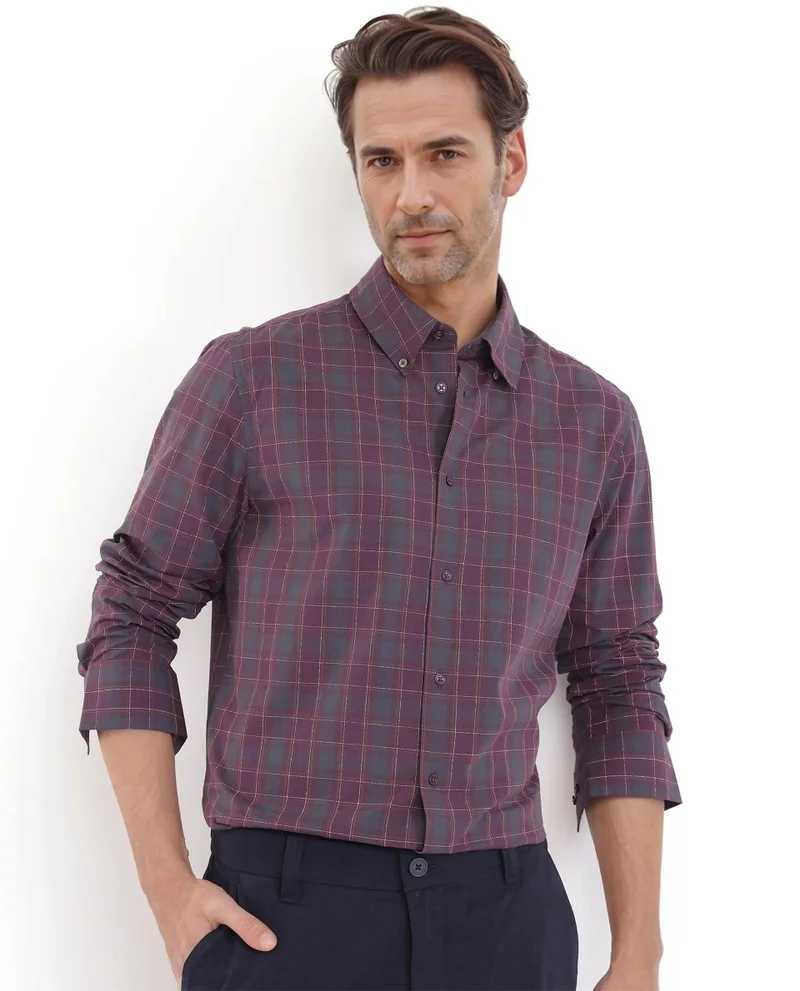 Rare Rabbit Men's Regular Fit Checkered Shirt