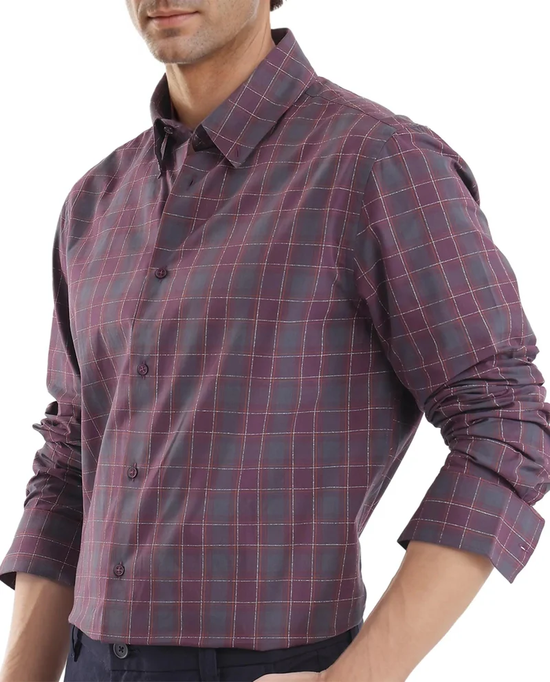 Rare Rabbit Men's Regular Fit Checkered Shirt