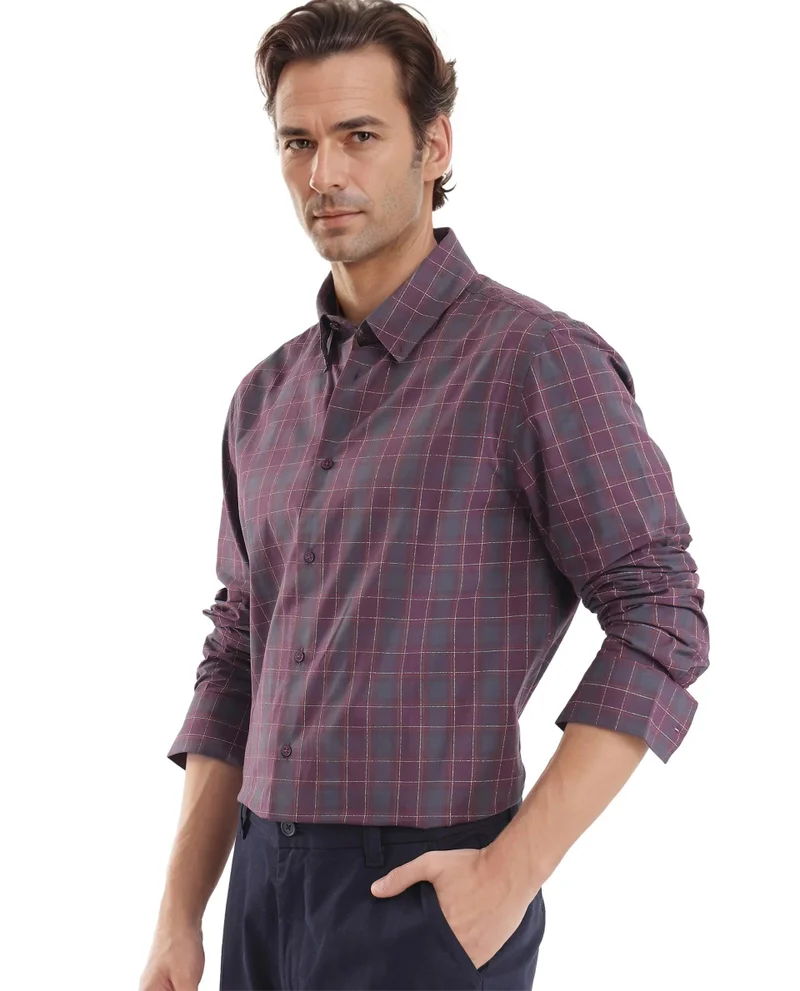 Rare Rabbit Men's Regular Fit Checkered Shirt