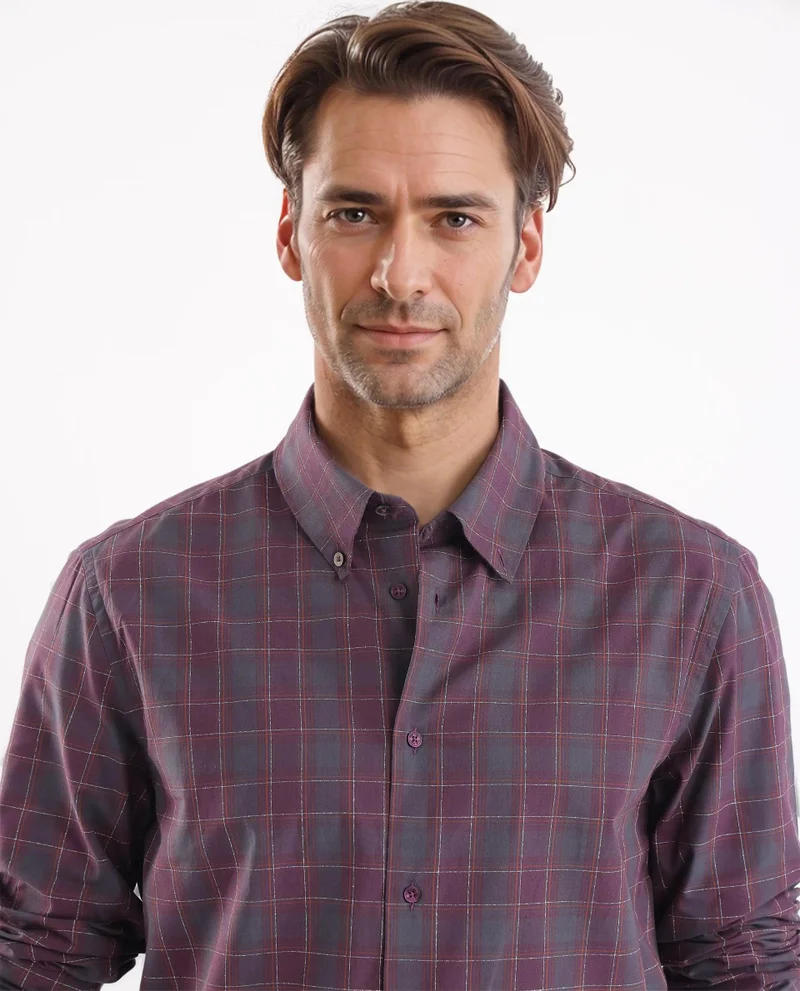 Rare Rabbit Men's Regular Fit Checkered Shirt