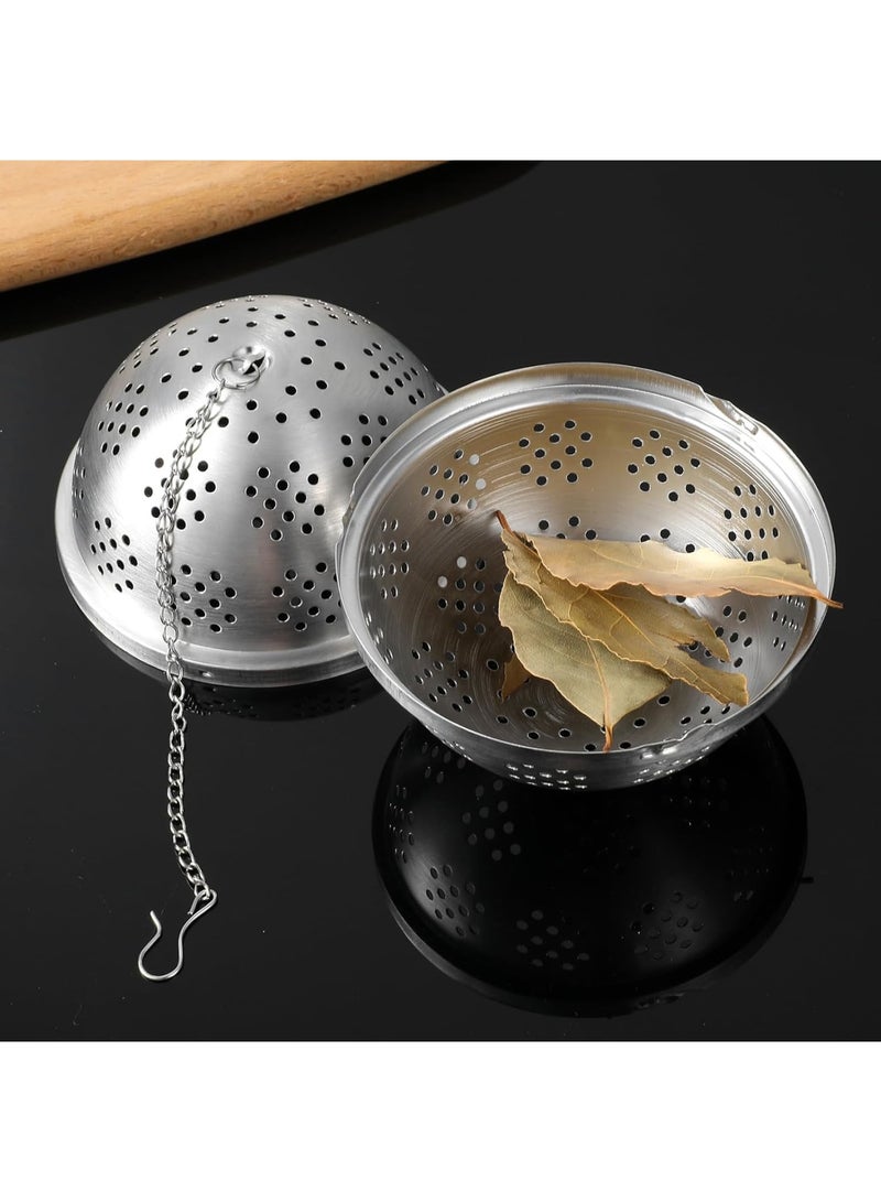 SYOSI Spice Ball, Stainless Steel Tea Ball Strainer Infuser, Fine Mesh Cooking Tool with Extended Chain Hook, Durable Reusable for Soup Stew Brewing Tea Seasoning, Silver - Image 3
