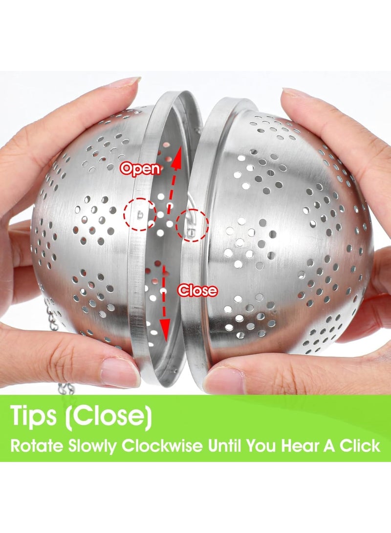 SYOSI Spice Ball, Stainless Steel Tea Ball Strainer Infuser, Fine Mesh Cooking Tool with Extended Chain Hook, Durable Reusable for Soup Stew Brewing Tea Seasoning, Silver - Image 4
