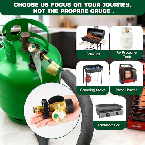 MRGVFLO 100 lb Propane Tank Adapter with Gauge, Propane Gauge for 100 lb Propane Tank, Universal Fit Pol to Qcc1 Propane Tank Adapter Converts Pol to Qcc1 / Type 1 - Old to New Connection Type, Solid Brass - Image 5