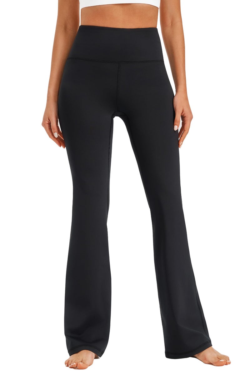 AFITNE Yoga Pants for Women Bootcut Pants with Pockets High Waisted Workout Bootleg Yoga Pants Tall Long Athletic Gym Pants Black - L - Image 1