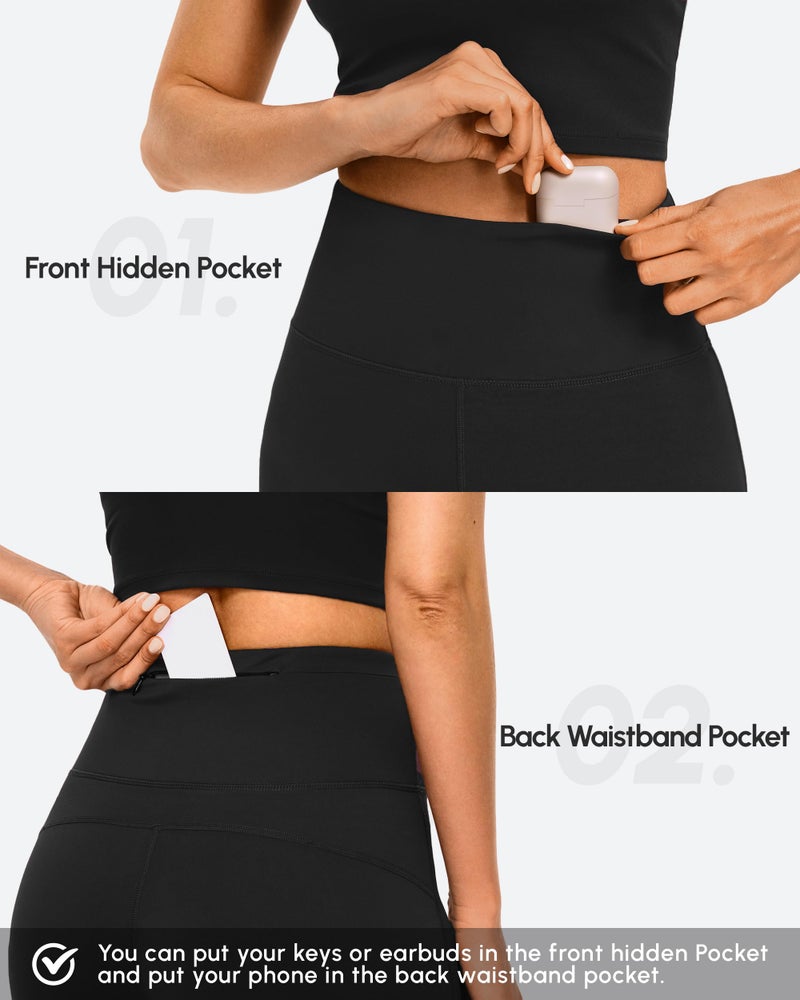AFITNE Yoga Pants for Women Bootcut Pants with Pockets High Waisted Workout Bootleg Yoga Pants Tall Long Athletic Gym Pants Black - L - Image 4