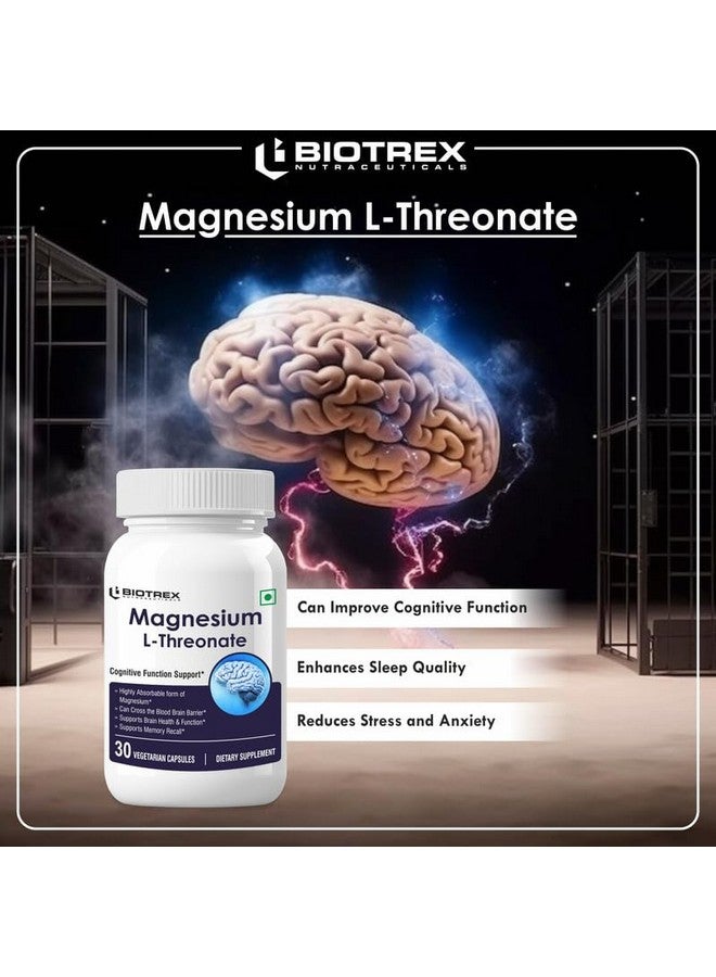 Biotrex Nutraceuticals بيوتريكس نيوترسوتيكلز مغنيسيوم L ثريونيت - مغنيسيوم ثريونيت عالي التوافر الحيوي لدعم صحة الدماغ والوظائف الإدراكية - 30 كبسولة نباتية - Image 4