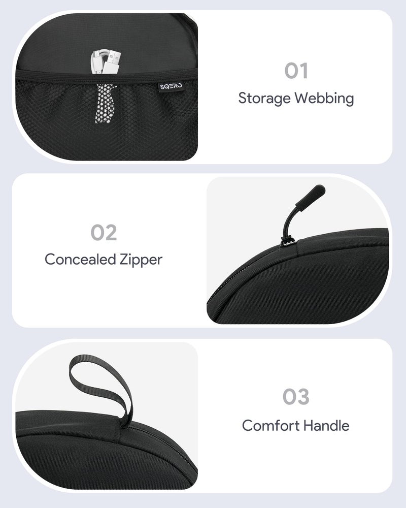SQERO Headphone Case Soft for JBL Tune 510BT/520BT/500BT/720BT/Sony WH-CH520/510/720/710/SoundCore Q30/20/BERIBES/TOZO/KVIDIO/Bose, Ultra-Thin Headphones Case Bag Travel Carrying Universal (Black) - Image 5