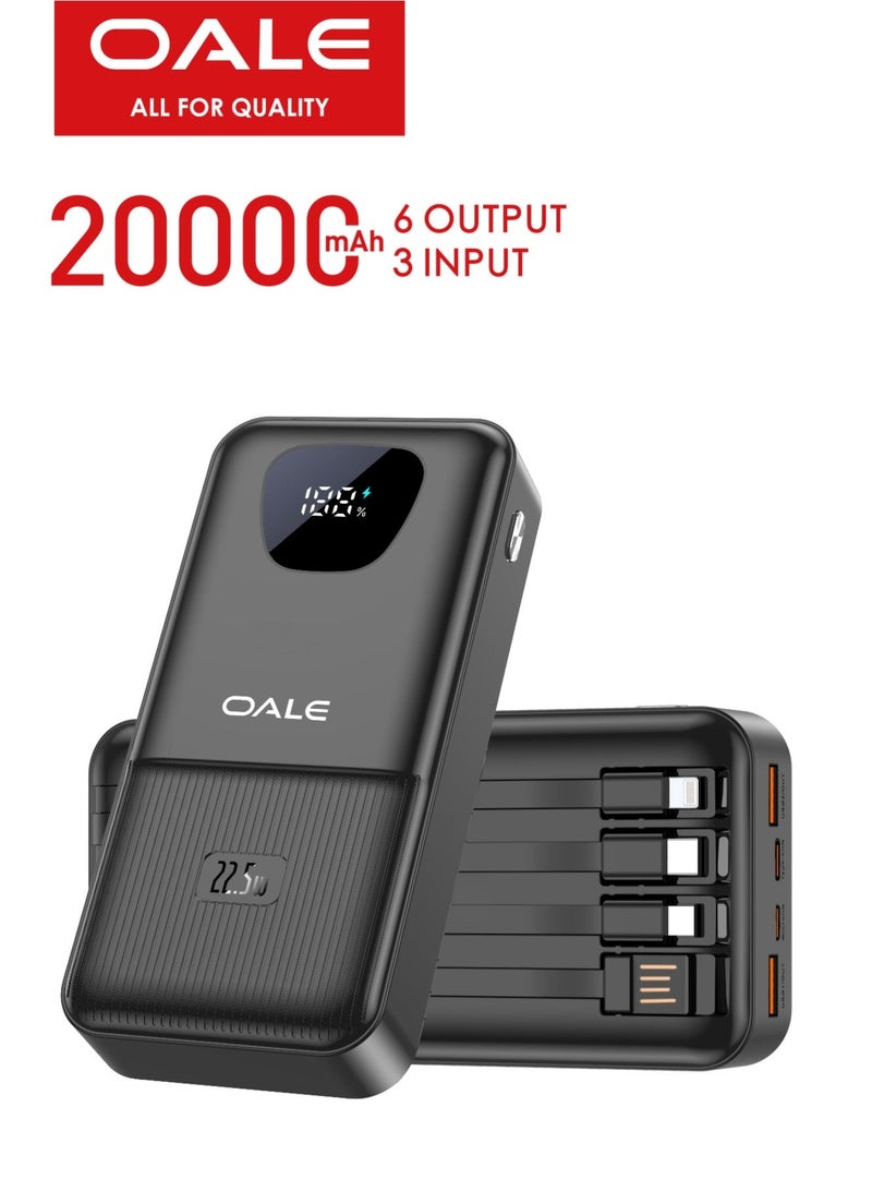 OALE iPower Y20000 20000mAh Power Bank, 22.5W Fast Charging, 3 Inputs & 6 Outputs, LED Display, with Carry Strap - Image 2