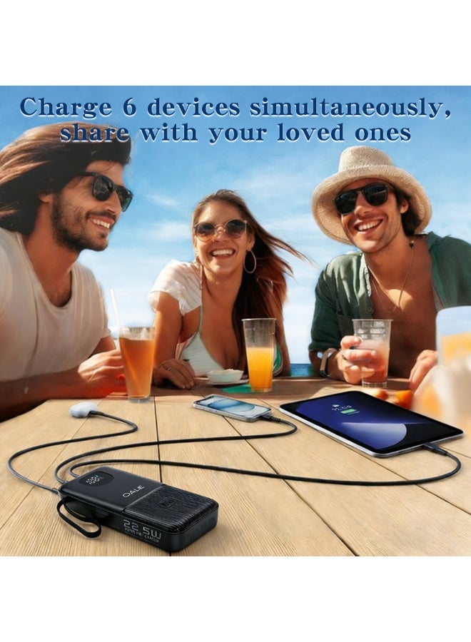 Oale Ipower Y20000 Portable Charger with Built in Cables, Power Bank with Cords Wires,20000mAh Travel Battery Pack 6 Outputs 3 Inputs 3A Fast Charging for Samsung Google Pixel LG Moto iPhone iPad - Image 5