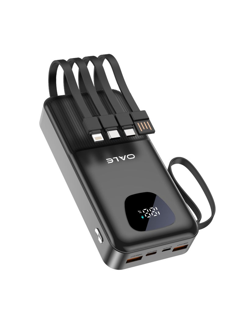 أوالي, شاحن محمول Oale Ipower Y20000 مزود بكابلات مدمجة، بنك طاقة مزود بأسلاك، بطارية سفر 20000 مللي أمبير في الساعة، 6 مخارج، 3 مداخل، شحن سريع 3 أمبير لـ Samsung و Google Pixel و LG Moto و iPhone و iPad - Image 1