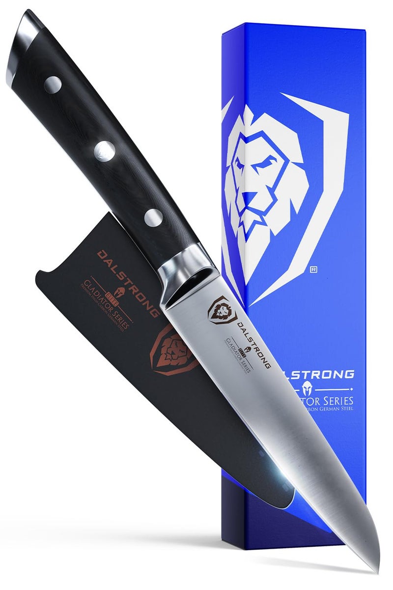 Dalstrong Paring Knife - 3.5 inch - Gladiator Series Elite - Forged High-Carbon German Steel - Black G10 Handle - Sheath Included - Razor Sharp Kitchen Knife - Cooking Chef Knife - NSF Certified - Image 1