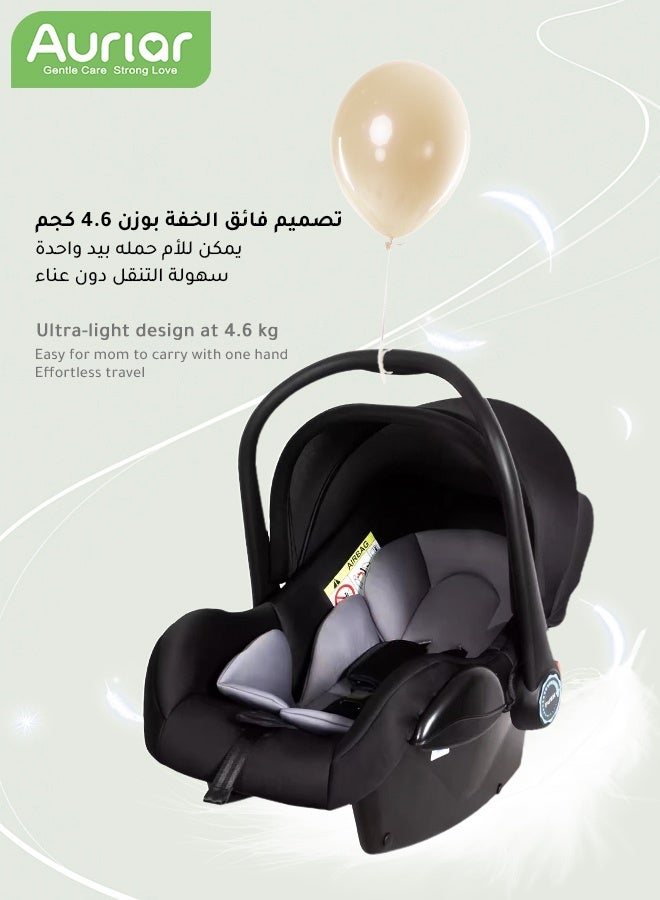 الأورلار كرسي سيارة للأطفال 3 في 1 – خفيف الوزن، يستخدم كسرير محمول، هزاز وسلة حمل مع مقبض، مظلة وحزام أمان، من عمر 0 إلى 15 شهرًا أسود - Image 2
