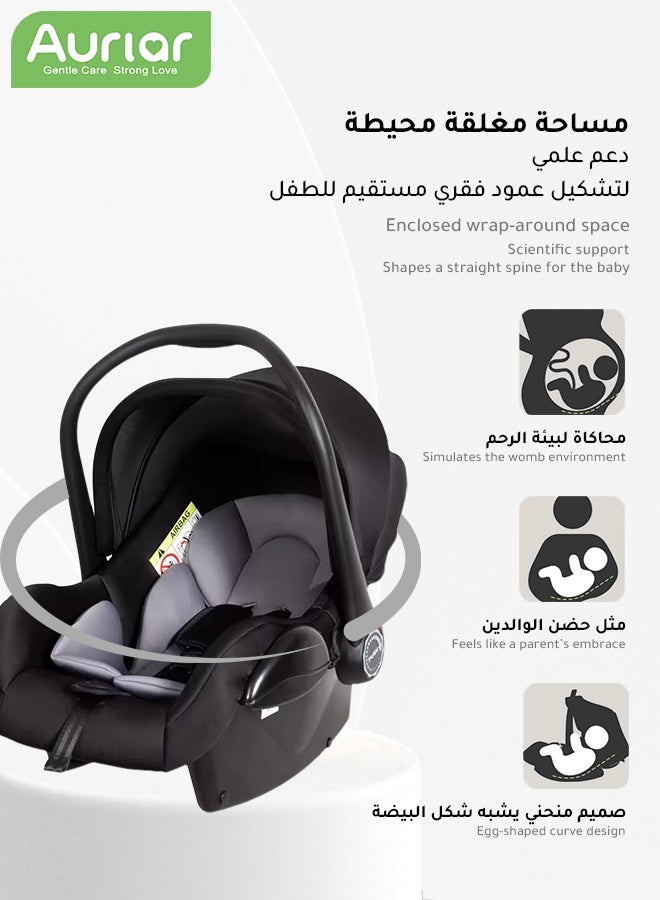 الأورلار كرسي سيارة للأطفال 3 في 1 – خفيف الوزن، يستخدم كسرير محمول، هزاز وسلة حمل مع مقبض، مظلة وحزام أمان، من عمر 0 إلى 15 شهرًا أسود - Image 3