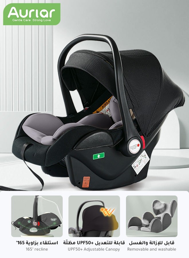 الأورلار كرسي سيارة للأطفال 3 في 1 – خفيف الوزن، يستخدم كسرير محمول، هزاز وسلة حمل مع مقبض، مظلة وحزام أمان، من عمر 0 إلى 15 شهرًا أسود - Image 1