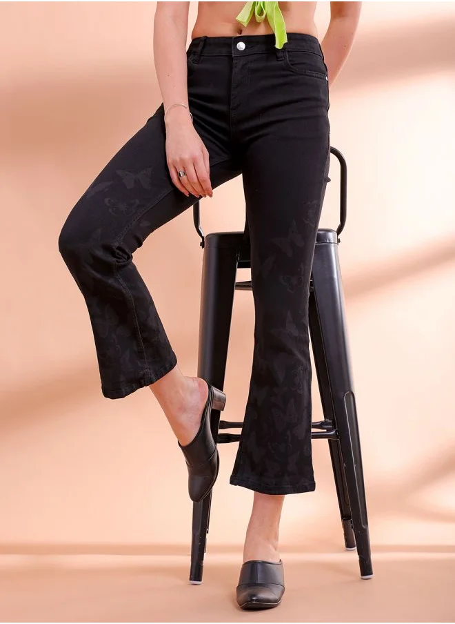 مرفوعة Women Bootcut Black Jeans