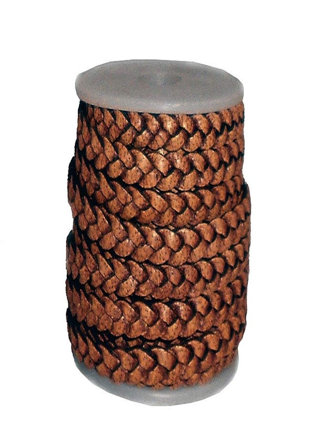 Cords Craft, 5mm 3 Ply Flat Braided Genuine Leather Cord, Braided Leather Cord, Leather Cord, Flat Cords, Brown Color, Hand Braided, Roll of 5 Meters - Image 2