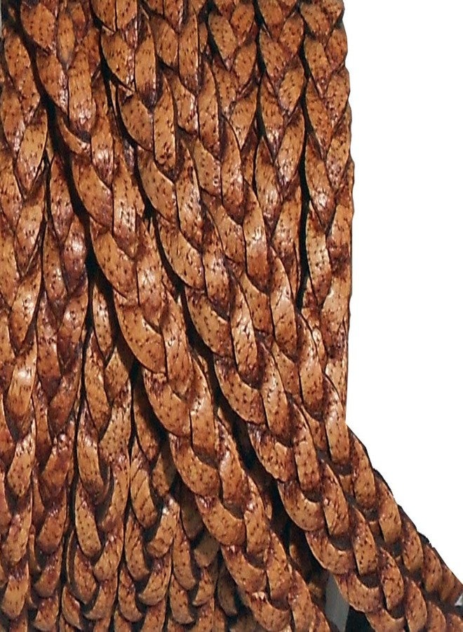 Cords Craft, 5mm 3 Ply Flat Braided Genuine Leather Cord, Braided Leather Cord, Leather Cord, Flat Cords, Brown Color, Hand Braided, Roll of 5 Meters - Image 1