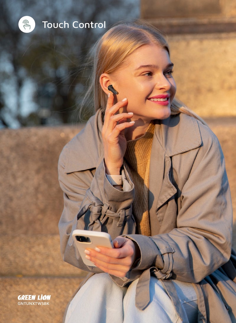 GREEN LION Tune X True Wireless ENC & ANC Earbuds with IPX5 Waterproof and 6 Hours Playtime / Quad-Microphone / In-App Control / Truewireless Headphones / Hands-Free Calling / 500mAh Battery - Black - Image 4