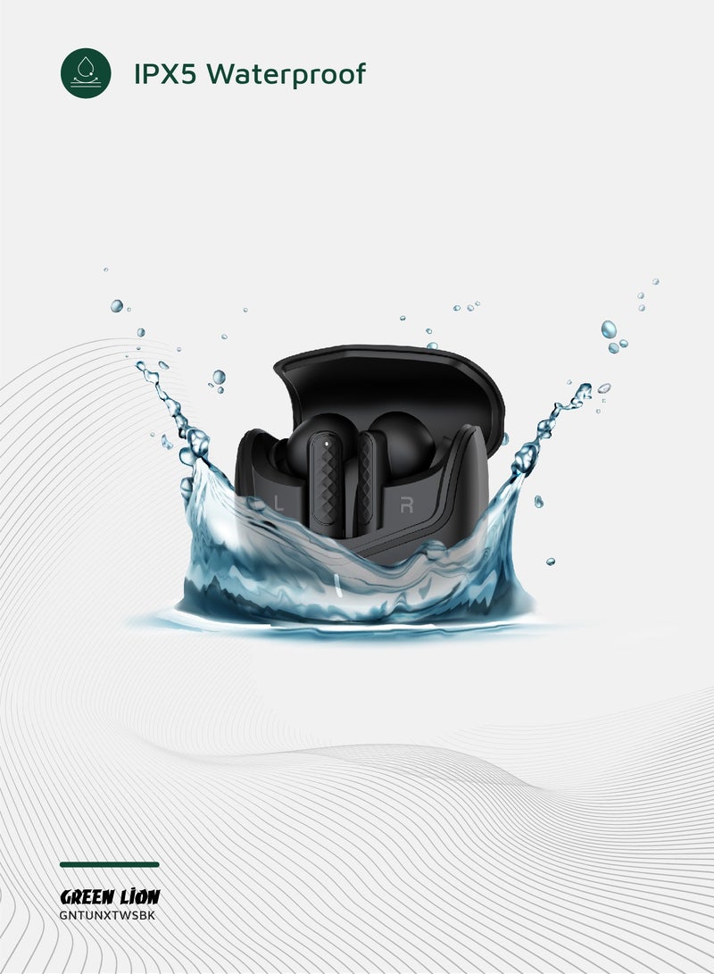 GREEN LION Tune X True Wireless ENC & ANC Earbuds with IPX5 Waterproof and 6 Hours Playtime / Quad-Microphone / In-App Control / Truewireless Headphones / Hands-Free Calling / 500mAh Battery - Black - Image 5