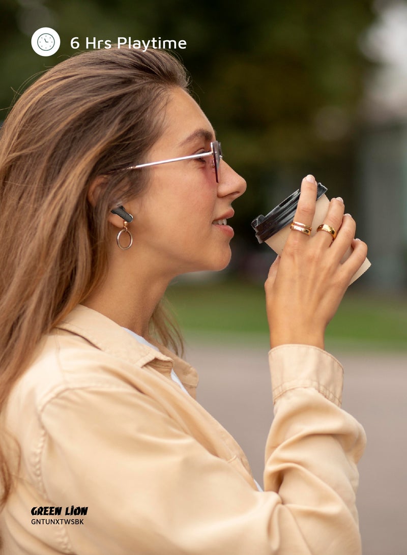 GREEN LION Tune X True Wireless ENC & ANC Earbuds with IPX5 Waterproof and 6 Hours Playtime / Quad-Microphone / In-App Control / Truewireless Headphones / Hands-Free Calling / 500mAh Battery - Black - Image 3