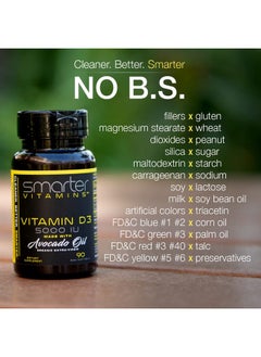SmarterVitamins (3 Pack) Smarter Vitamin D3 5000 Iu In Avocado Oil 125Mcg 270 Mini Softgels  - Image 4