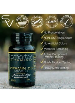 SmarterVitamins (3 Pack) Smarter Vitamin D3 5000 Iu In Avocado Oil 125Mcg 270 Mini Softgels  - Image 5