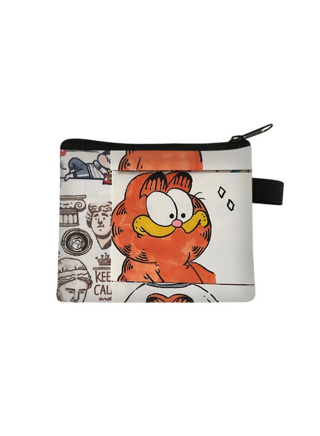 Garfield Children's Coin Purse Mini Cartoon Key Card Holder Student Square Storage Wallet Small Bag