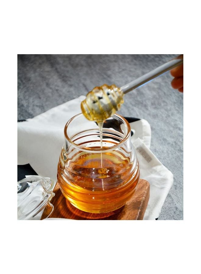 NIBEMINENT Honey Jar With Dipper And Lid Clear 250ml - Image 3