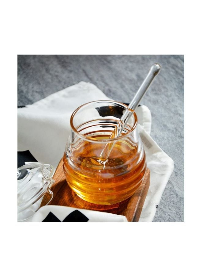 NIBEMINENT Honey Jar With Dipper And Lid Clear 250ml - Image 4