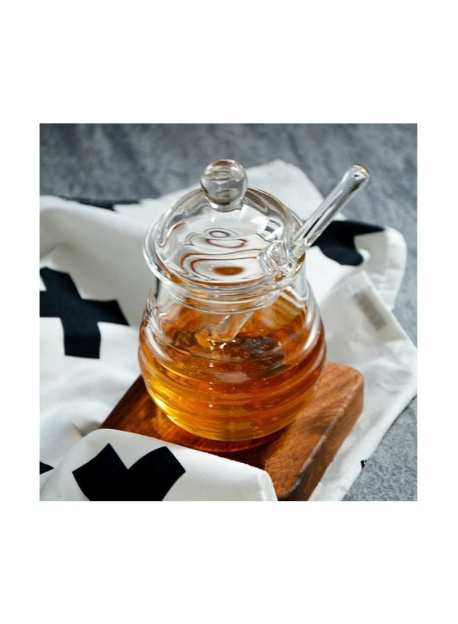 NIBEMINENT Honey Jar With Dipper And Lid Clear 250ml - Image 2