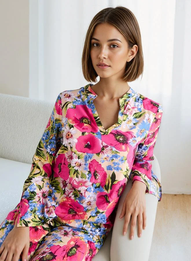 سبلاش فيڤ طقم بيجامة بطبعة زهور