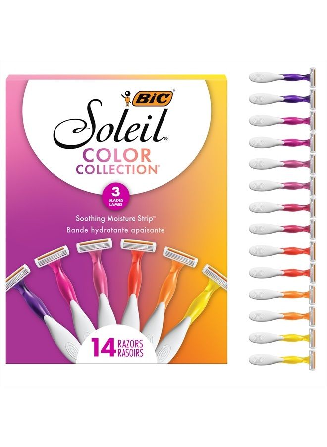 Bic Soleil Smooth Colors Women's Disposable Razors With Aloe Vera and vitamin E Lubricating Strip for Enhanced Glide, With 3 Blades, 14 Count  - Image 2