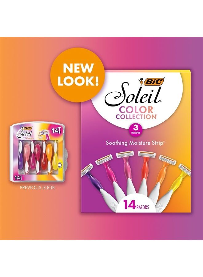 Bic Soleil Smooth Colors Women's Disposable Razors With Aloe Vera and vitamin E Lubricating Strip for Enhanced Glide, With 3 Blades, 14 Count  - Image 3